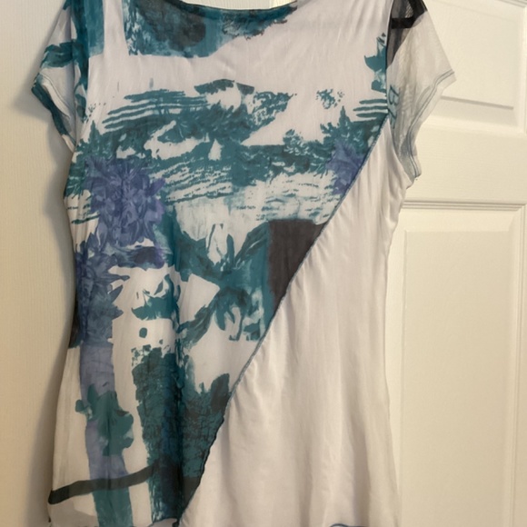 Point Zero Nicole Benisti Blue White Top - Picture 2 of 4